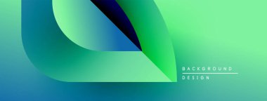 Soyut gradyan şekiller örtüşüyor, canlı deniz mavisi ve yeşil renkler yaratıyor. Minimalist tasarım modern arkaplan dokusunu öneriyor.