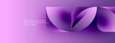 Soyut mor tasarım katmanlı şekiller, gradyanlar içerir. Metin elementli modern arkaplan, düz eğriler, canlı renkler.