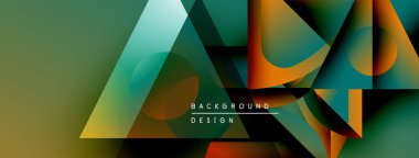 Soyut geometrik şekiller örtüşüyor, canlı renk eğimleri yaratıyor. Modern tasarım katmanlı biçimler, pürüzsüz geçişler.