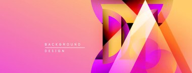 Soyut geometrik şekiller örtüşüyor, canlı pembe, turuncu, mor renkler yaratıyor. Arkaplan veya sunumlar için modern tasarım ögesi.