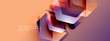 Soyut geometrik şekiller örtüşür, canlı bir değişim etkisi yaratır. Sıcak turuncu geçişleri serin mor renklere dönüştürür. Minimalist tasarım.