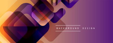 Soyut geometrik şekiller örtüşür, canlı bir değişim etkisi yaratır. Mor, turuncu renkler tasarımda baskın. Modern, dinamik kompozisyon.