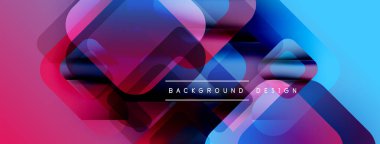 Soyut geometrik şekiller örtüşür, canlı bir değişim etkisi yaratır. Pembe, mor, mavi renkler kompozisyona hakim. Modern tasarım ögesi.