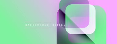 Soyut geometrik şekiller örtüşür, canlı pastel renk eğimleri yaratır. Metin, kompozisyon içerisindeki arkaplan tasarımını okur.