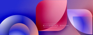 Soyut gradyanlar çakışıyor, dinamik görsel akış yaratıyor. Modern tasarım canlı maviler, pembeler, morlar içerir. Metin arkaplan tasarımı okur.