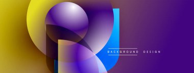 Soyut gradyan şekiller çakışıyor. Mor renge canlı sarı geçişler. Arkaplan, pankart ve sunumlar için modern tasarım ögesi.
