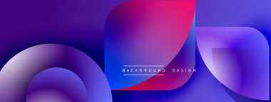 Soyut sıvı şekiller, canlı mor, pembe renkler. Modern tasarım, gradyan renkler dinamik kompozisyon yaratır. Metin arkaplan tasarımı okur.