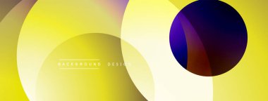Soyut sarı arkaplan. Üst üste binen daireler dinamik görsel efekt yaratır. Modern tasarım elementleri pürüzsüz eğimler sunar.