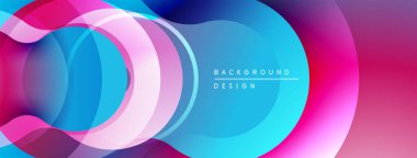 Soyut akışkan şekiller, canlı maviler, pembeler dinamik bir zemin oluşturur. Modern tasarım, pürüzsüz eğimler hareket, derinlik.