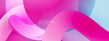 Soyut sıvı şekiller, canlı pembeler, maviler modern arka plan yaratır. Yumuşak eğim, dinamik kompozisyon. Minimalist tasarım unsurları.