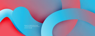 Soyut sıvı şekilleri örtüşür ve canlı renk değişimleri yaratır. Kırmızı, mavi, mor renkler düzgün bir şekilde harmanlanır. Modern tasarım ögesi.