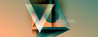 Soyut geometrik tasarım. Üst üste binen üçgenler katmanlı görsel efekt yaratır. Sıcak, serin renkler düzgün bir şekilde harmanlanır. Modern arkaplan dokusu.