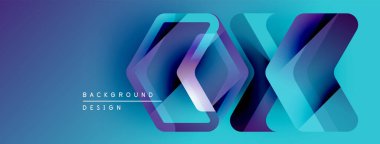 Soyut geometrik tasarım. Mavi, mor renkler katmanlı etki yaratır. Dijital projeler için modern arkaplan.