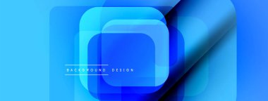 Soyut mavi katmanlar dinamik bileşim yaratır. Modern tasarım geometrik şekiller, gradyanlar, pürüzsüz geçişler içerir. Arkaplan teknoloji ve yenilik öneriyor.