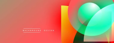 Soyut geometrik şekiller çakışıyor. Renkler kırmızıdan yeşile karışır. Metin arkaplan tasarımlı minimalist tasarım. Modern görsel kompozisyon.