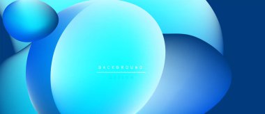 Soyut mavi şekiller örtüşüyor ve dinamik bir zemin oluşturuyor. Renkler derinliği gösteriyor, modern tasarım estetiği. Yumuşak eğriler kompozisyona hakim.