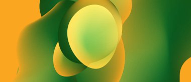 Üst üste binen sarı ve yeşil şekilli soyut kompozisyon. Pürüzsüz gradyanlar dinamik görsel akış yaratır. Modern tasarım ögesi.