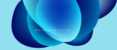 Soyut mavi şekiller örtüşüyor ve dinamik bir değişim etkisi yaratıyor. Işık arkaplanı görsel derinliği ve modern tasarım ögesini arttırır.