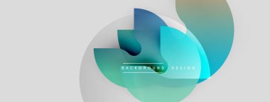 Soyut şekiller örtüşüyor, canlı deniz mavisi renkleri yaratıyor. Metin arkaplan tasarımlı minimalist tasarım görünür. Modern estetik.