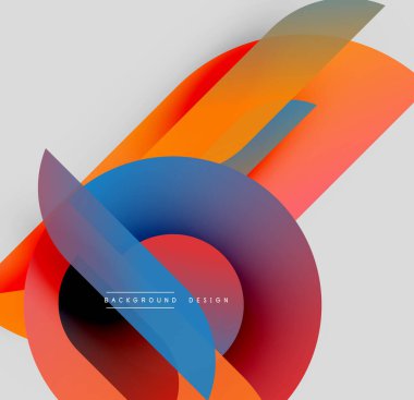 Soyut renkli katmanlar örtüşüyor. Dinamik bileşim modern görsel etki yaratır. Gradyan gölgeler düzgün bir şekilde harmanlanarak canlı estetik sunuyor..