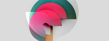 Üst üste binen renkli kavisler, daireler içeren soyut bir kompozisyon. Yumuşak gradyanlar dinamik görsel efekt yaratır. Minimalist tasarım, hafif arkaplan.