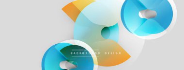 Soyut geometrik şekiller örtüşür, dinamik görsel efekt yaratır. Aydınlık renkler modern estetik sunarak tasarıma hükmediyor.