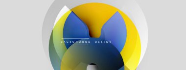 Soyut geometrik şekiller örtüşüyor, canlı renk eğimleri yaratıyor. Modern tasarım elementleri dinamik görsel deneyim önerir.