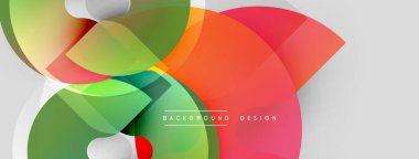 Soyut renkli şekiller örtüşür, dinamik görsel kompozisyon yaratır. Gradyan renkleri pürüzsüz, modern tasarım ögesine karışıyor.