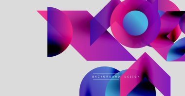 Soyut şekiller örtüşüyor, canlı renk değişimleri yaratıyor. Modern tasarım elementleri dinamik görsel deneyim önerir.