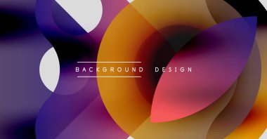 Soyut renkli şekiller çakışıyor. Gradyan renkler dinamik görsel efekt yaratır. Arka planlar için modern tasarım ögesi.