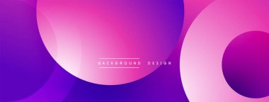 Soyut arka plan özellikleri üst üste binen mor, pembe daireler. Değişken renklere sahip modern tasarım, basit metin ögesi mevcut.