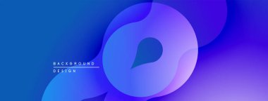 Soyut sıvı şekilleri, mavi mor gradyan. Modern tasarım öğesi, düz eğriler, dinamik kompozisyon. Minimalist arkaplan dokusu.