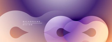 Soyut akışkan şekiller harmanlanarak yumuşak bir arkaplan oluşturur. Mor, turuncu renkler dizaynın baskın rengidir, sakinlik hissi uyandırır..