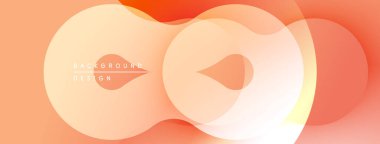 Soyut sıvı şekiller, sıcak renkler, şeftali rengi. Üst üste binen formlar dinamik görsel efekt yaratır. Yumuşak gradyanlar modern tasarım sunar.