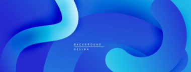 Soyut mavi arkaplan. Pürüzsüz akış şekilleri dinamik görsel efektler yaratır. Çeşitli projeler için modern tasarım.