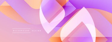 Soyut geometrik şekiller, mor, turuncu renkler. Pürüzsüz gradyanlar dinamik görsel akış yaratır. Arka planlar için modern tasarım ögesi.