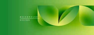Soyut yeşil eğimli dalgalar yaprak şekilleri oluşturur. Metin arkaplan tasarımlı modern tasarım görünür. Basit, canlı, taze estetik..