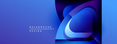 Soyut mavi tasarım katmanlı şekiller, gradyanlar içerir. Modern estetik, arka planlar ve sunumlar için uygun. Düz geçişler dinamik görsel efekt yaratır.