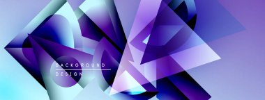 Soyut geometrik şekiller, canlı mor renkler, modern tasarım. Gradyan renkler dinamik görsel efekt yaratır. Arkaplan özellikleri katmanlı biçimler.