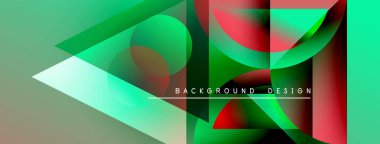 Soyut geometrik şekiller örtüşüyor, canlı renk eğimleri yaratıyor. Tasarım merkezi boyunca metin arkaplan tasarımı içerir. Modern, dinamik kompozisyon.