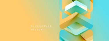 Soyut geometrik tasarım. Renkler harmanlanarak modern görsel doku oluşturur. Üst üste binen şekiller derinliği ve dinamizmi akla getiriyor..