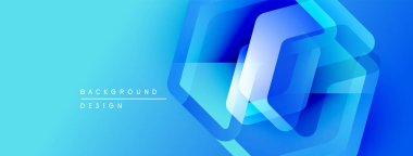 Soyut mavi tasarım katmanlı altıgenler içerir. Gradyan arka plan dinamik görsel efekt yaratır. Modern, temiz estetik.