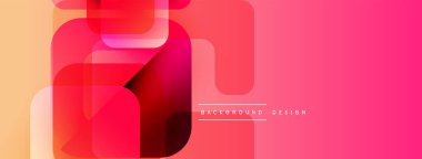 Soyut geometrik şekiller örtüşüyor, canlı pembe, turuncu renkler yaratıyor. Sancaklar ve web siteleri için modern tasarım ögesi.