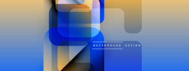 Soyut geometrik şekiller örtüşür, parlak mavi ve sarı renkler yaratır. Modern tasarım elementleri dijital sanat, arkaplan dokusu.