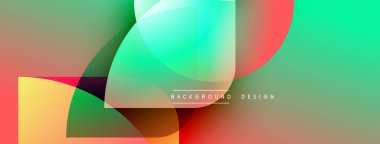 Soyut renkli şekiller çakışıyor. Gradyan renkler dinamik görsel efekt yaratır. Arkaplan ve sunumlar için modern tasarım ögesi.