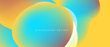 Soyut sıvı şekilleri canlı renkleri harmanlar. Sarılar, maviler, portakallar dinamik arka plan tasarımı yaratır. Yumuşak eğimler modern estetik sunar.