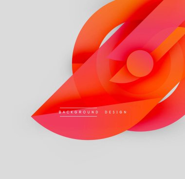 Soyut kırmızı tasarım. Üst üste binen şekiller dinamik görsel efekt yaratır. Geçmişe uygun modern, minimalist stil.
