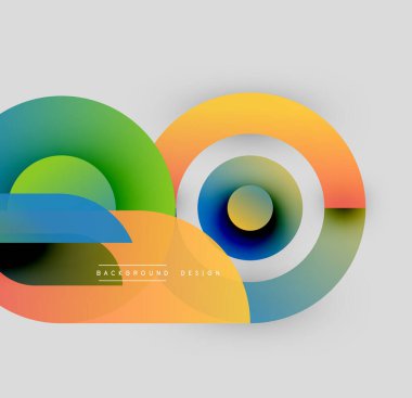 Soyut renkli şekiller çakışıyor. Gradyan renkler dinamik görsel efekt yaratır. Arkaplan ve sunumlar için modern tasarım ögesi.