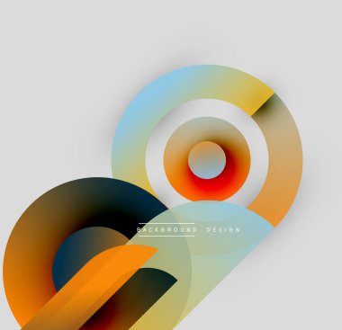 Soyut tasarım rengarenk çakışan daireler, gradyanlar içerir. Modern kompozisyon dinamik görsel efekt yaratır. Minimalist stil.