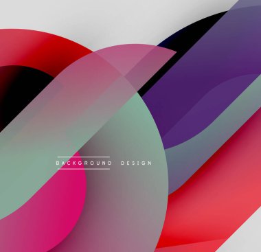 Soyut renkli katmanlar dinamik bileşim yaratır. Üst üste binen şekiller hareketi, derinliği ve modern estetiği akla getiriyor. Pürüzsüz gradyanlar görsel cazibeyi artırır.